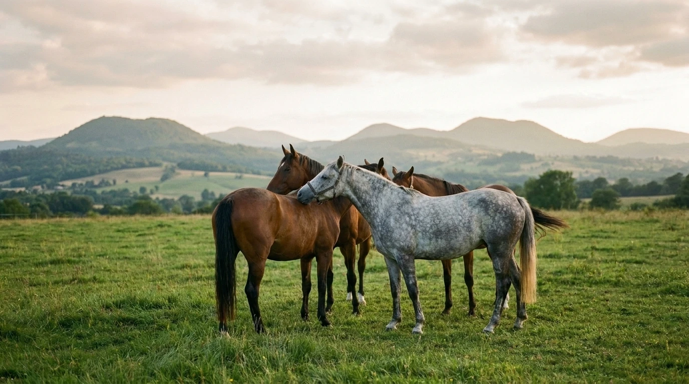 Les chevaux du elevage du domaine des mandets en liberté, Allier